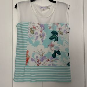 Calvin Klein Striped Floral Summer Blouse